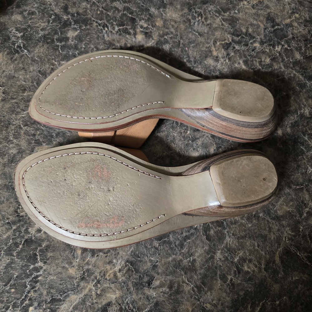 FRYE Leather & Wooden Sandals Size 8.5 - Picture 5 of 5